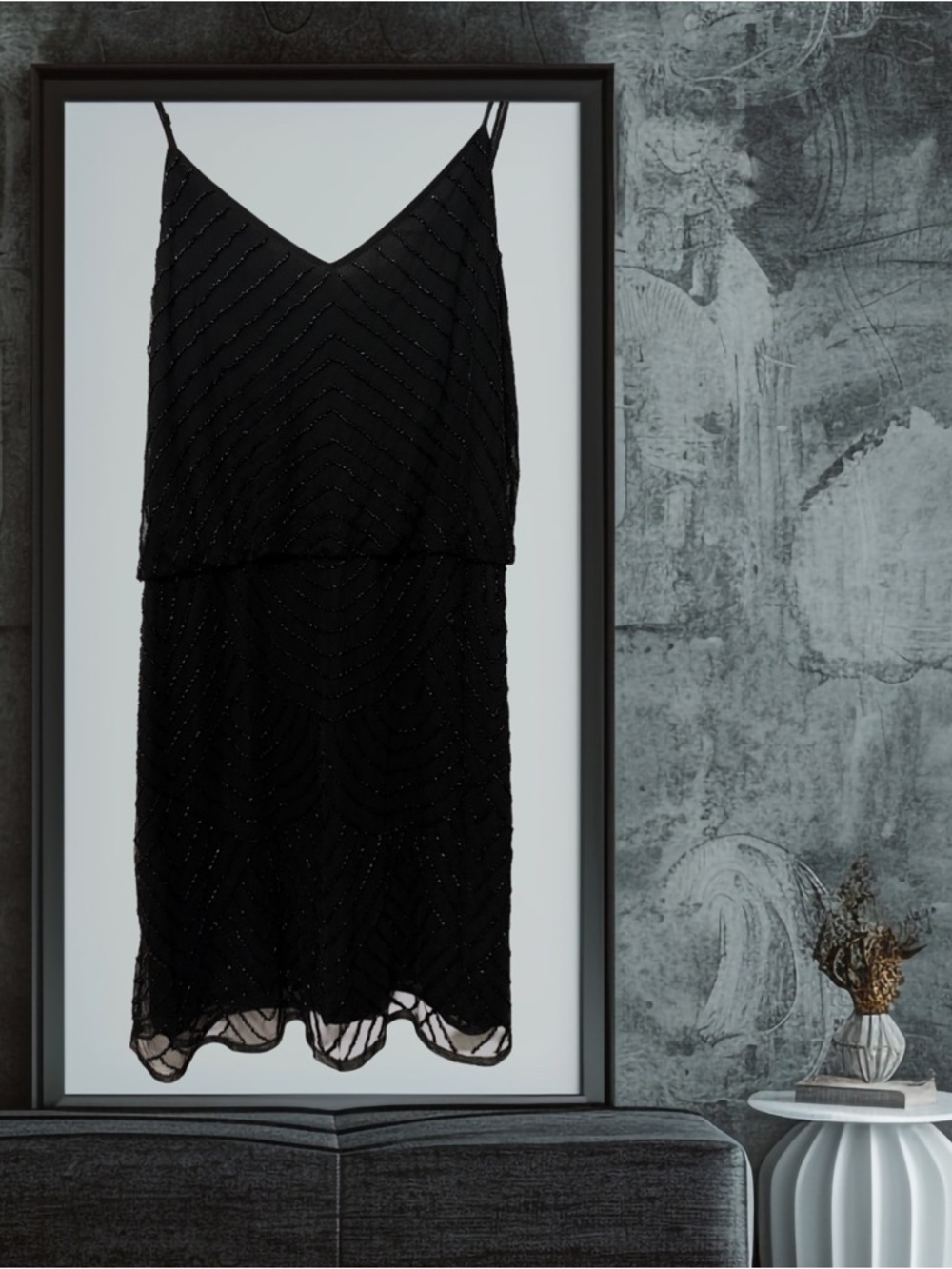 BOGO! Black Beaded Slip Dress